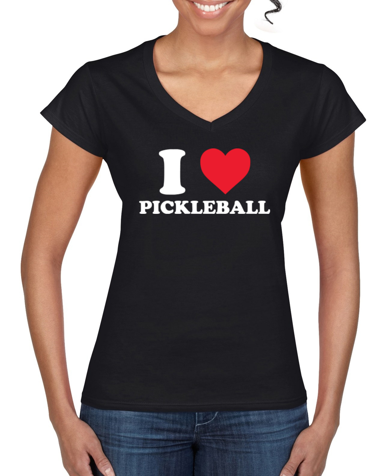 I Heart Pickleball Classic I Love Pickle Ball Sports Women’s Standard V-Neck Tee
