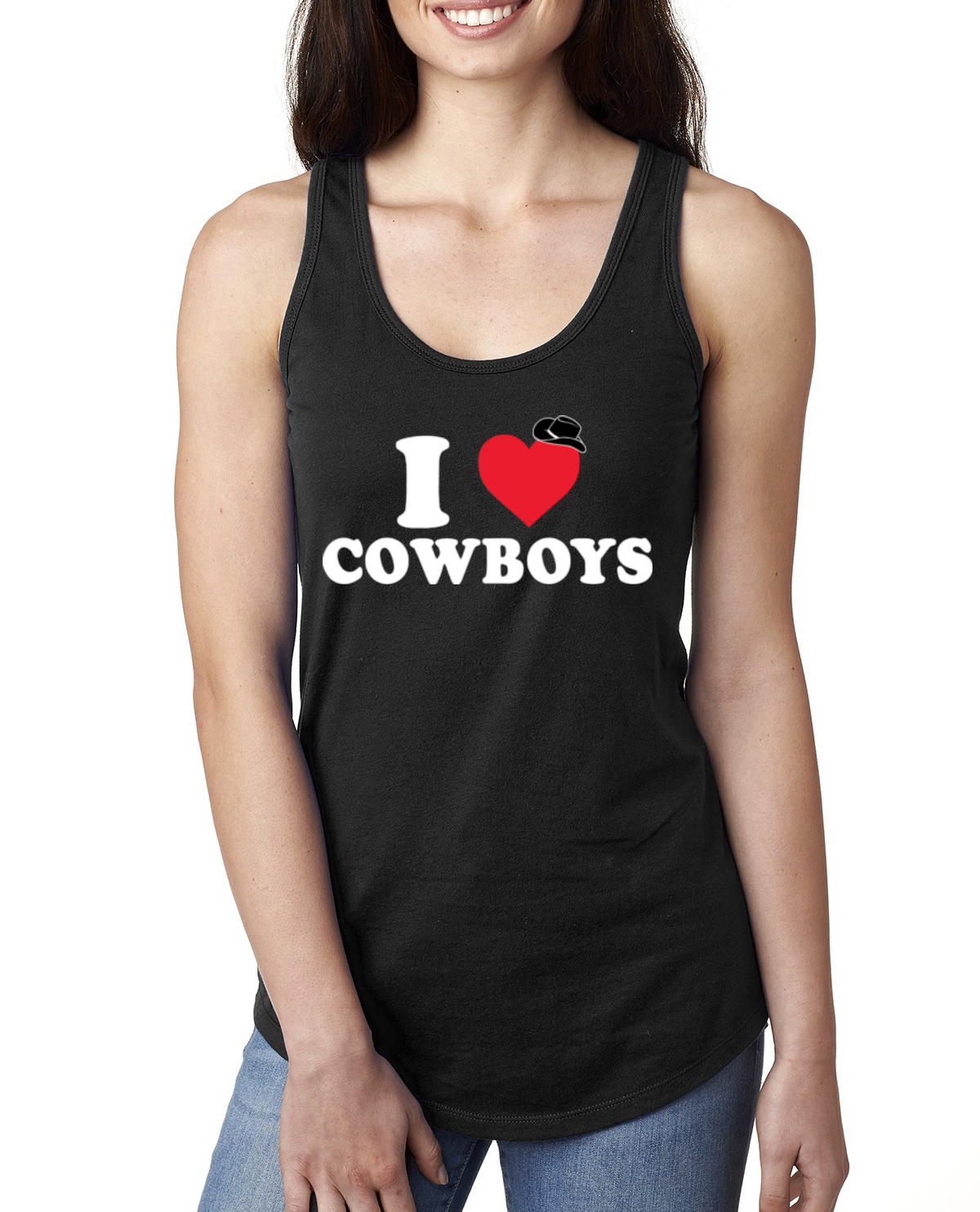I Heart Cowboys Classic Funny Heart Cowboy Hat Ladies Racerback Tank Top