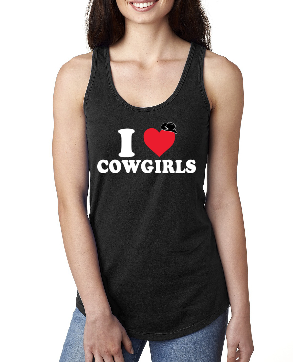 I Heart Cowgirls Classic Funny Heart Cowboy Hat Ladies Racerback Tank Top