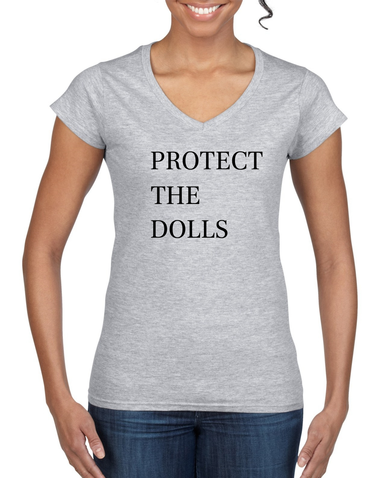 Protect the Dolls Viral Tshirt, Support Rights LGBT Women�s Standard V-Neck Tee - Picture 3 of 5