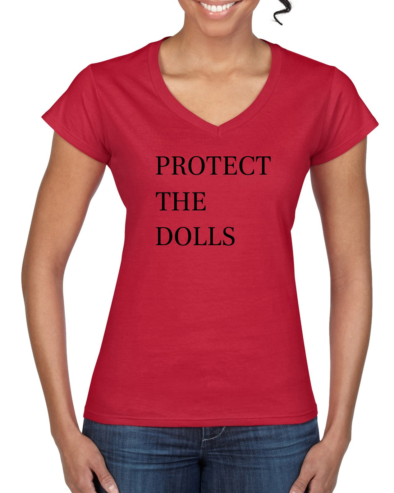 Protect the Dolls Viral Tshirt, Support Rights LGBT Women�s Standard V-Neck Tee - Picture 4 of 5