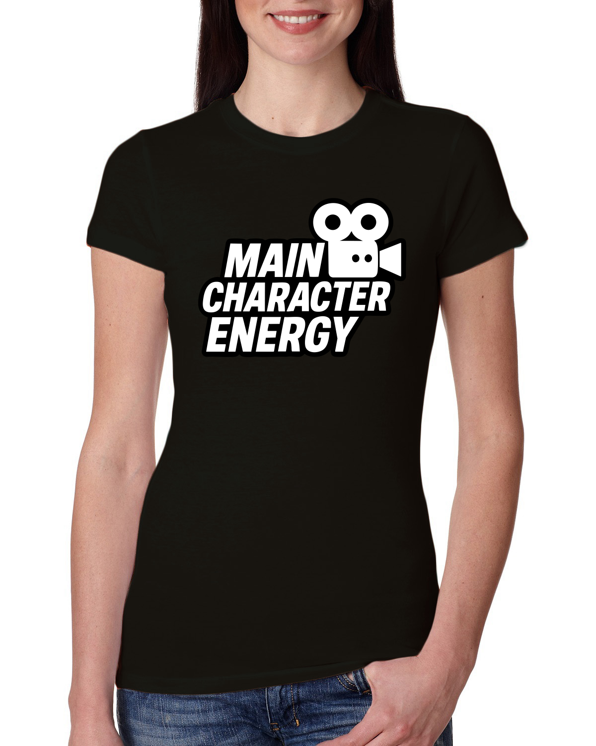 Main Character Energy Funny Viral Gen Z Meme Women Slim Fit Junior Tee