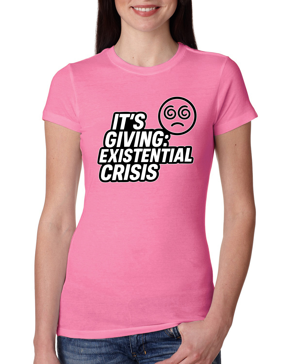 It's Giving Existential Crisis Funny Viral Gen Z Meme Women Slim Fit Junior Tee - Picture 11 of 15