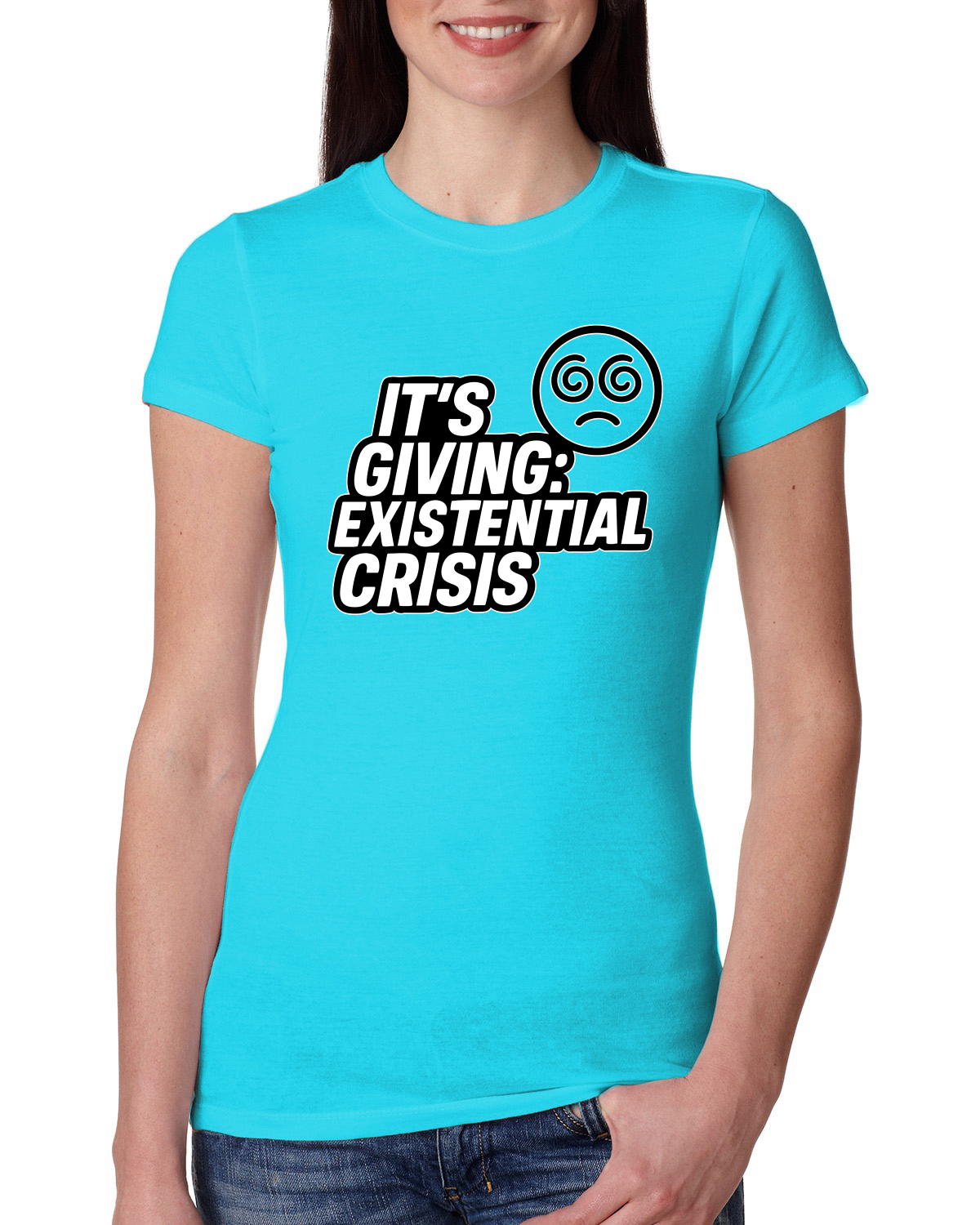 It's Giving Existential Crisis Funny Viral Gen Z Meme Women Slim Fit Junior Tee - Picture 15 of 15