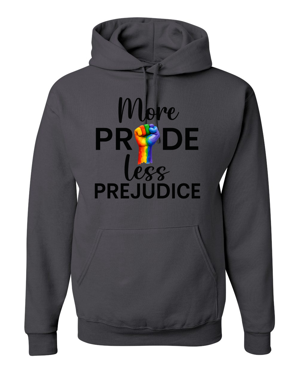 More Pride Less Prejudice Puño Arco Iris LGBT Mes del Orgullo Unisex Sudadera con Capucha - Imagen 3 de 21