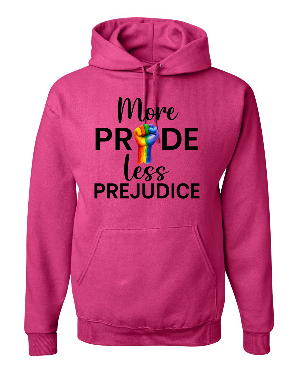 More Pride Less Prejudice Puño Arco Iris LGBT Mes del Orgullo Unisex Sudadera con Capucha - Imagen 4 de 21