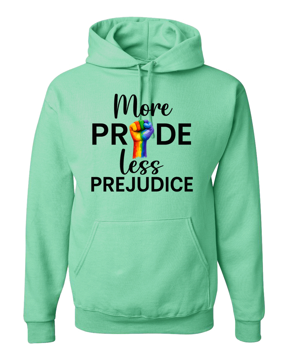 More Pride Less Prejudice Puño Arco Iris LGBT Mes del Orgullo Unisex Sudadera con Capucha - Imagen 18 de 21
