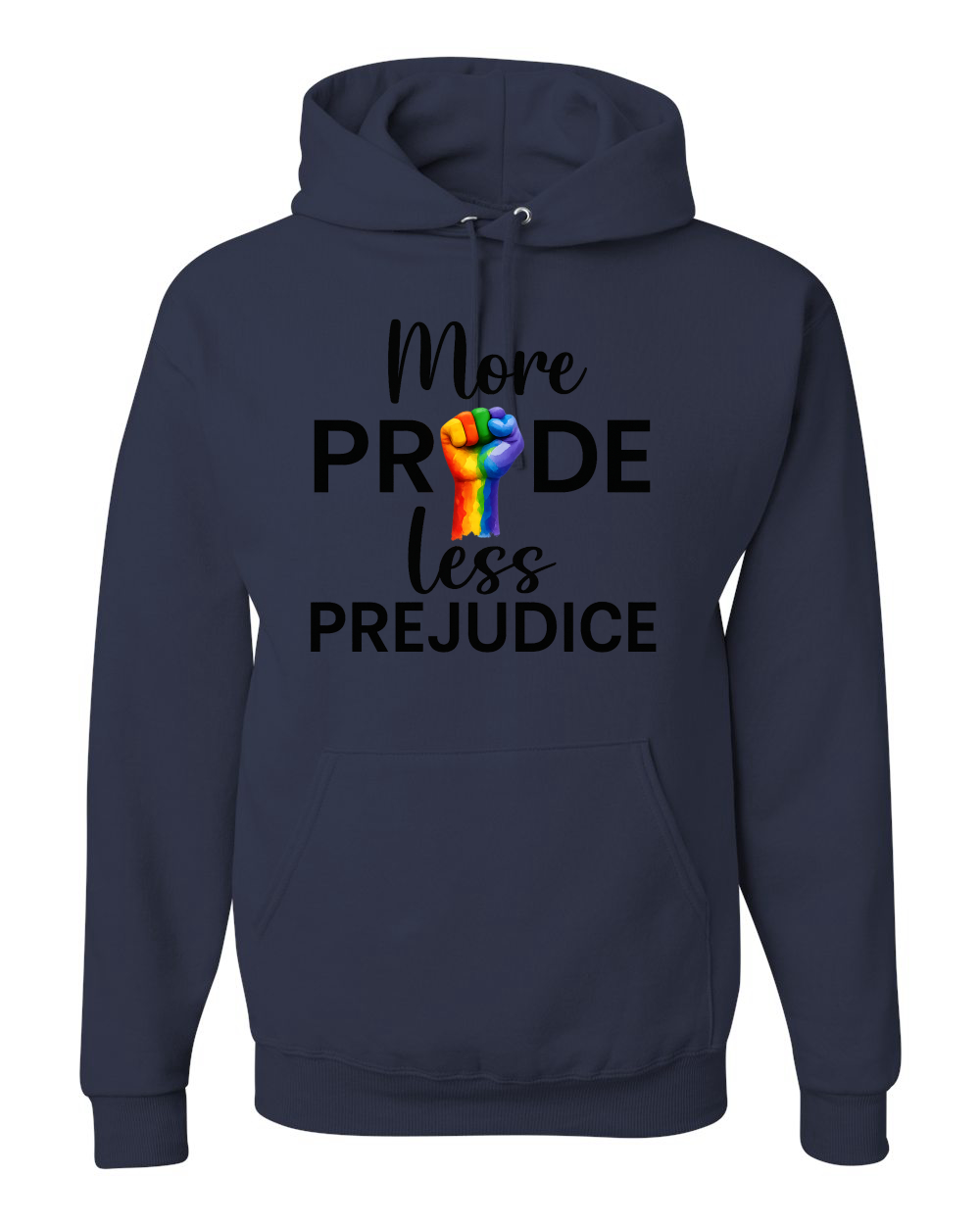 More Pride Less Prejudice Puño Arco Iris LGBT Mes del Orgullo Unisex Sudadera con Capucha - Imagen 8 de 21