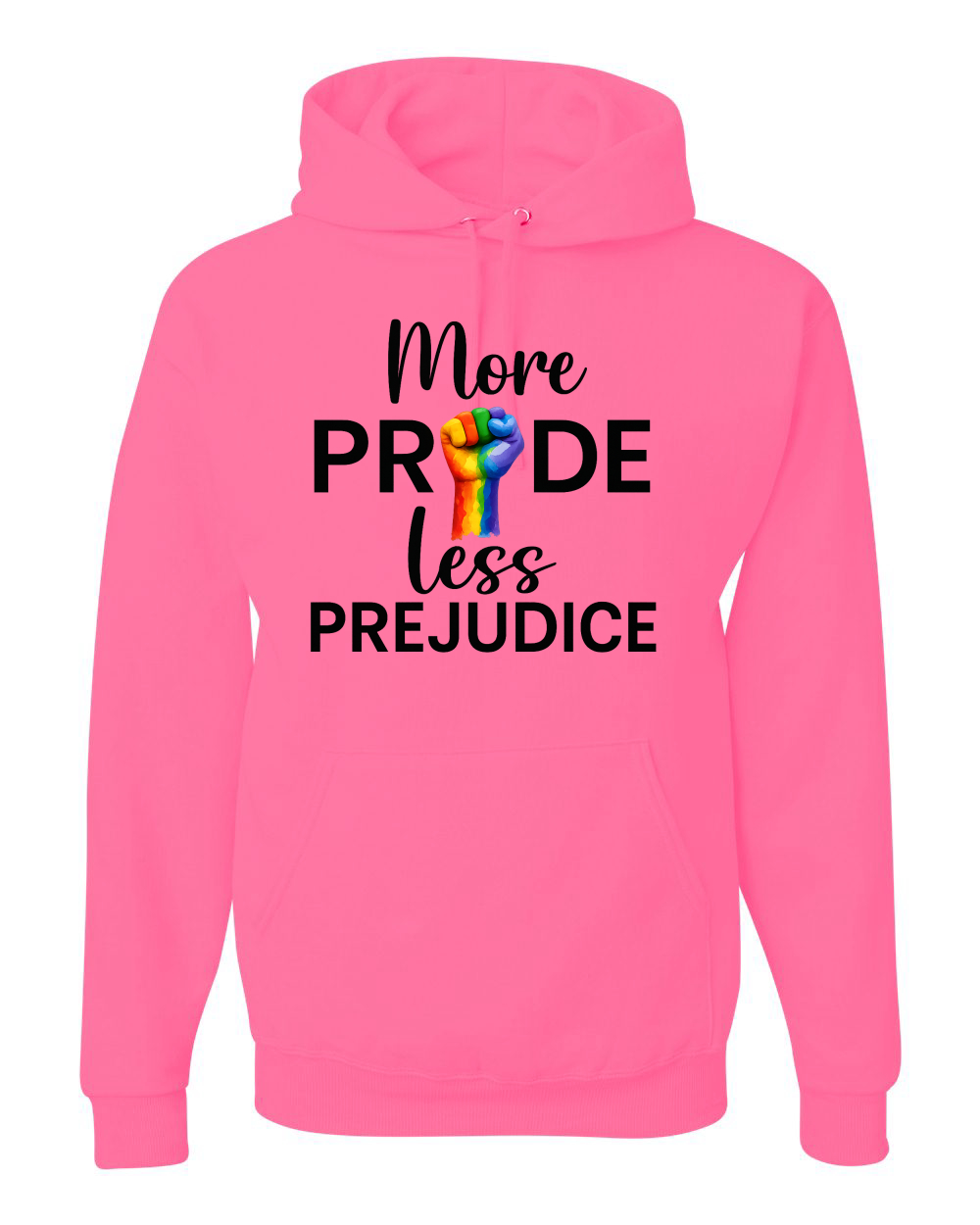More Pride Less Prejudice Puño Arco Iris LGBT Mes del Orgullo Unisex Sudadera con Capucha - Imagen 9 de 21