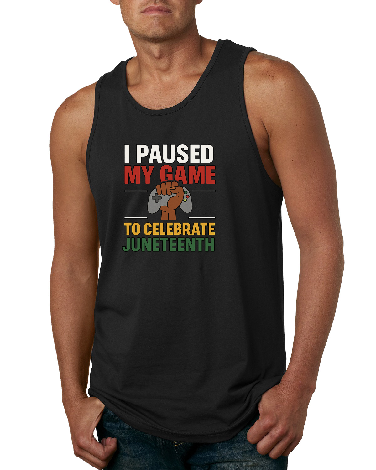 I Paused My Game to Celebrate Juneteenth Funny Gen Z Mens Tank Top