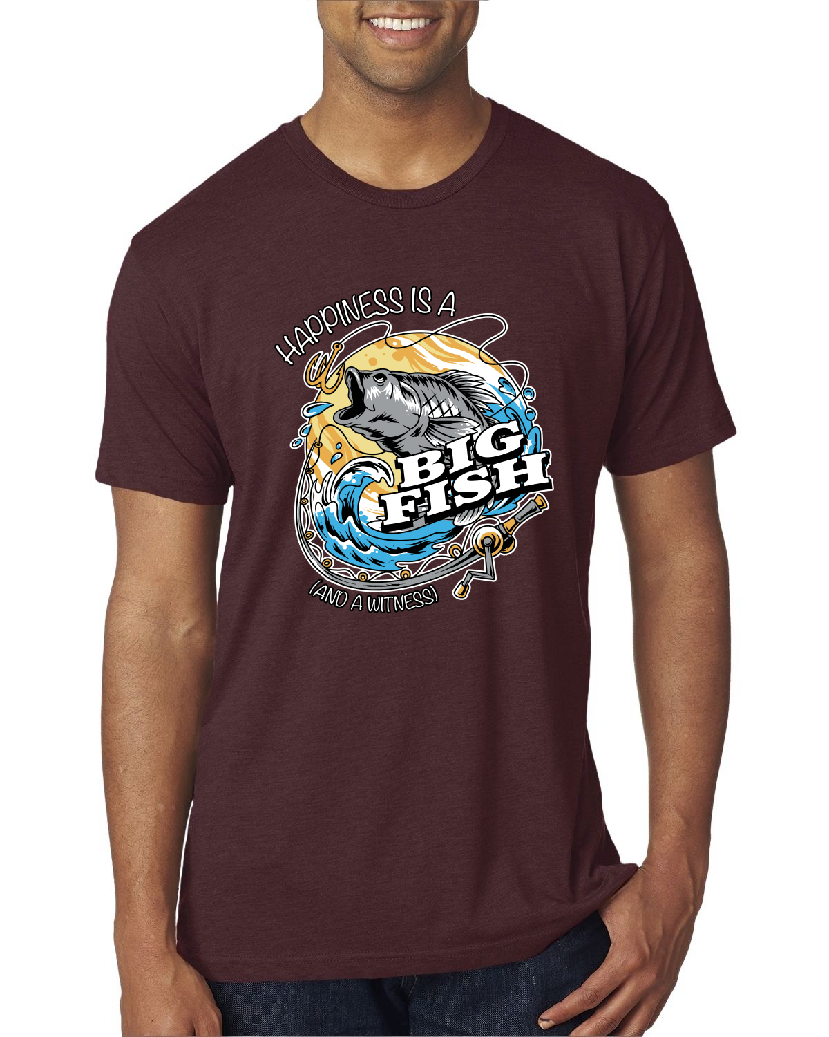 Camiseta premium Happiness is a Big Fish and a Witness divertida para hombre - Imagen 13 de 17