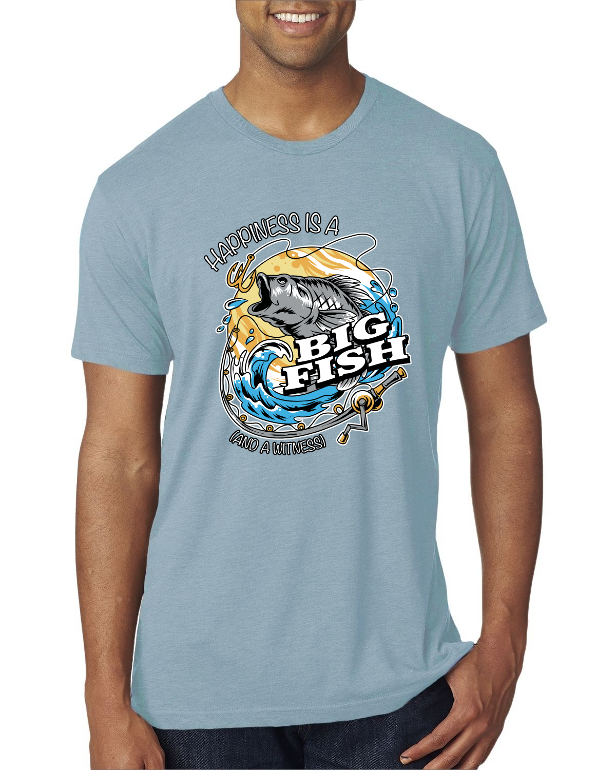 Camiseta premium Happiness is a Big Fish and a Witness divertida para hombre - Imagen 16 de 17