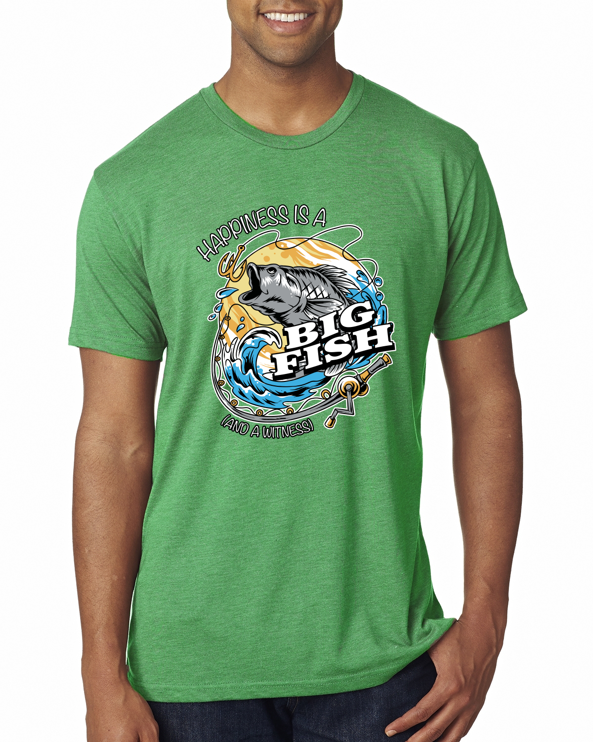 Camiseta premium Happiness is a Big Fish and a Witness divertida para hombre - Imagen 4 de 17