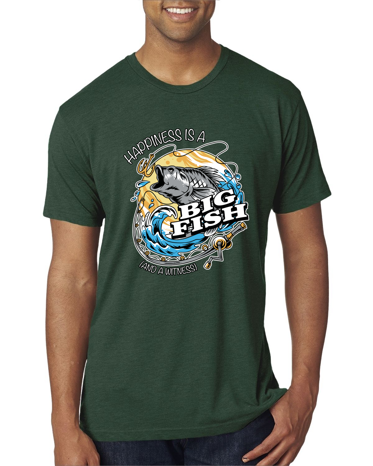 Camiseta premium Happiness is a Big Fish and a Witness divertida para hombre - Imagen 3 de 17