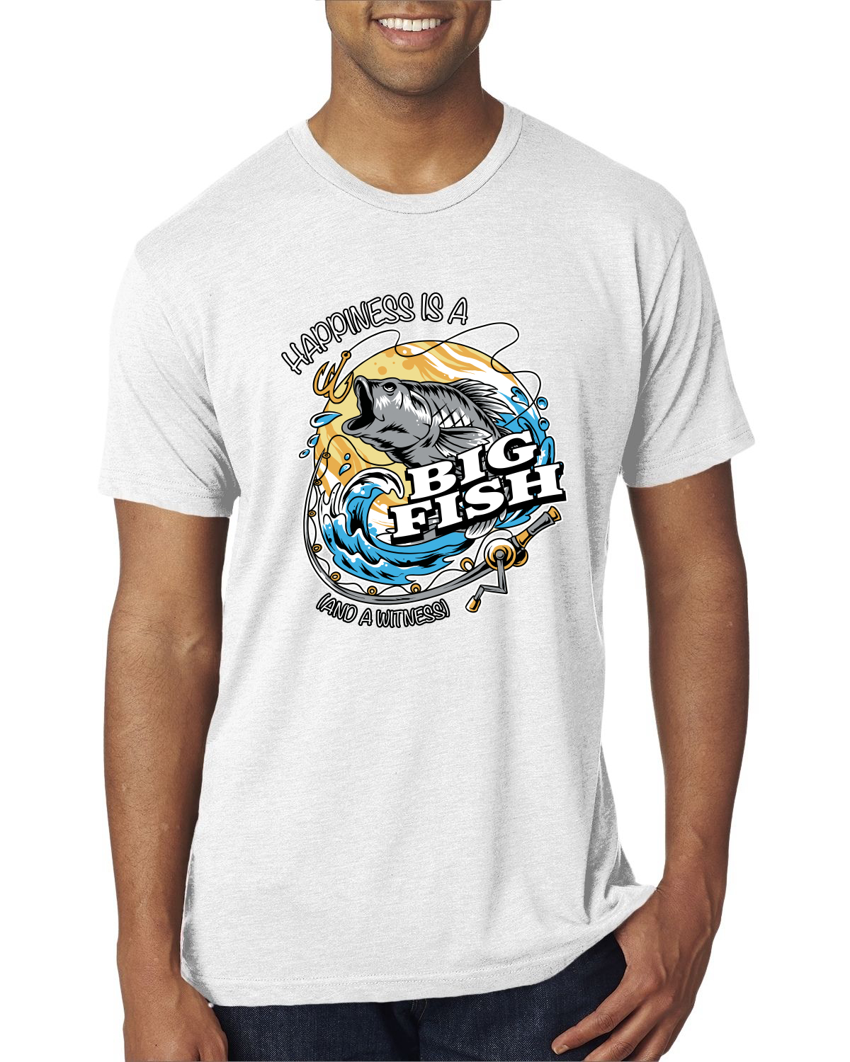 Camiseta premium Happiness is a Big Fish and a Witness divertida para hombre - Imagen 5 de 17