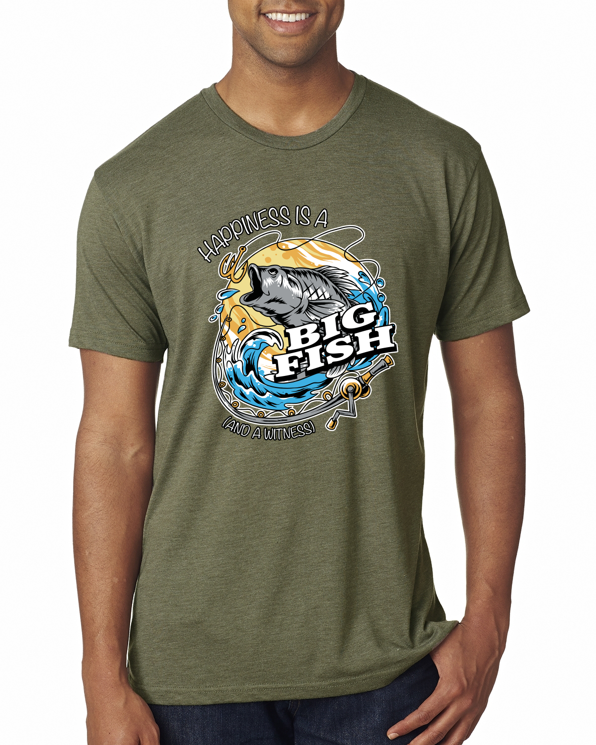 Camiseta premium Happiness is a Big Fish and a Witness divertida para hombre - Imagen 12 de 17