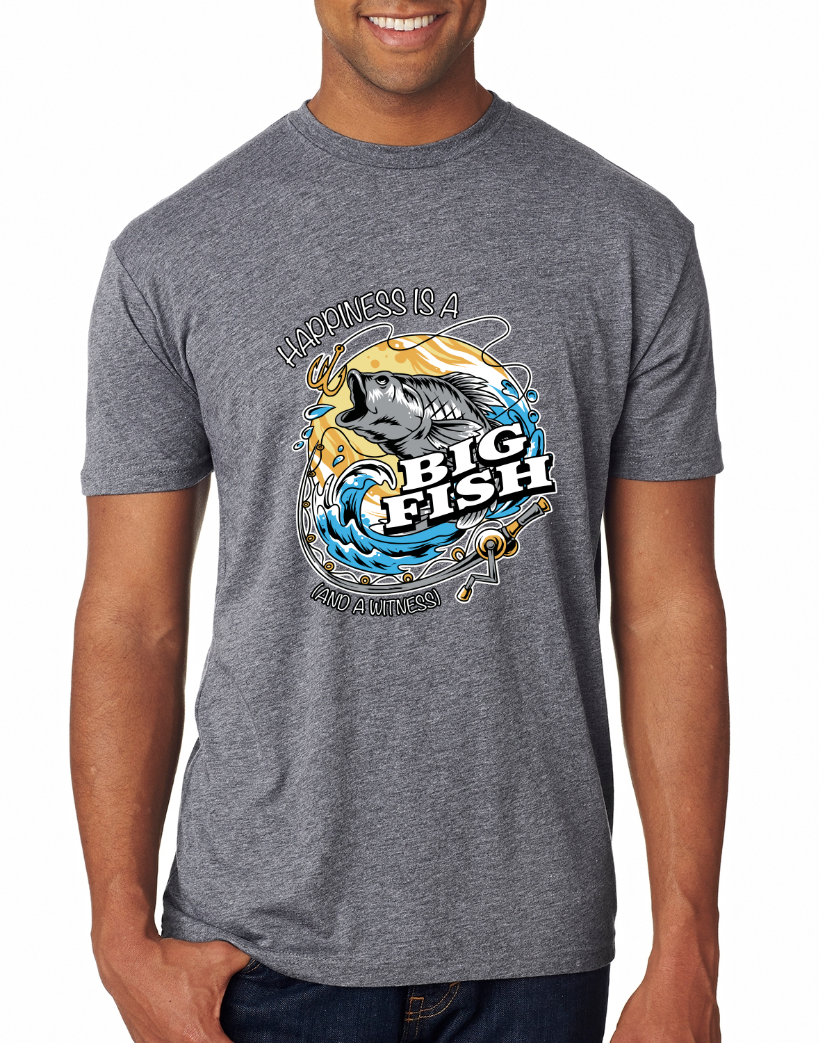 Camiseta premium Happiness is a Big Fish and a Witness divertida para hombre - Imagen 6 de 17