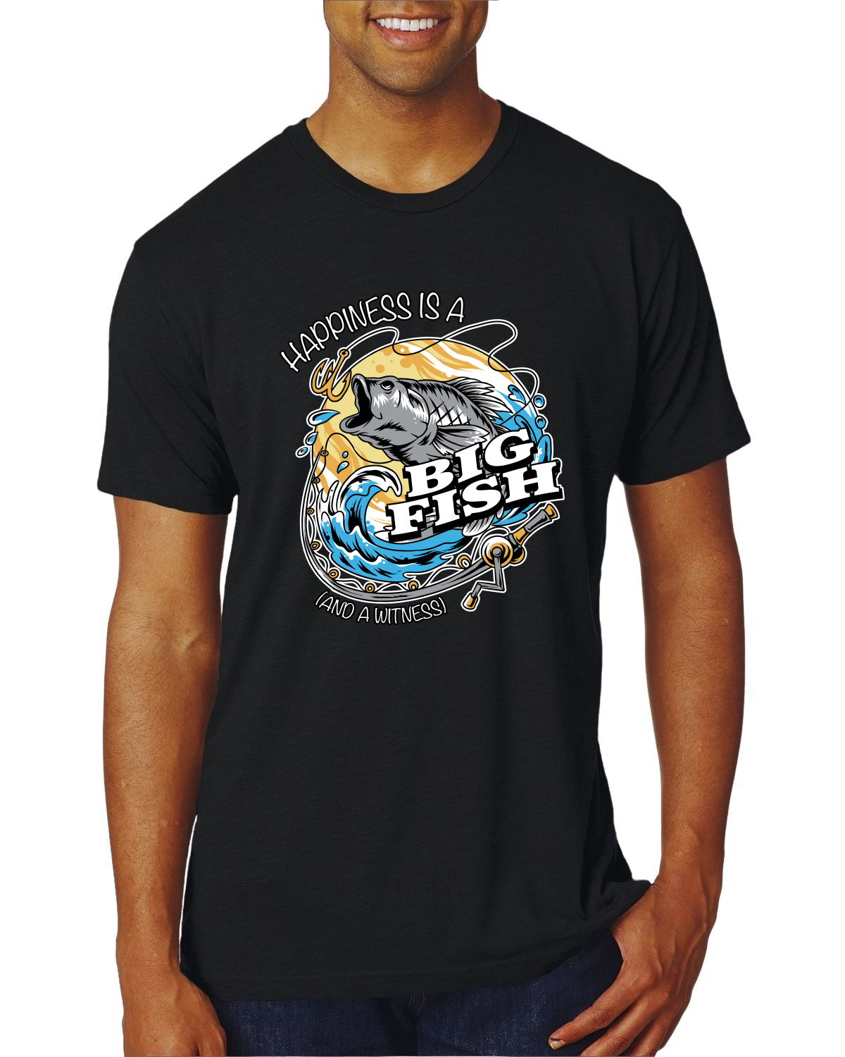 Camiseta premium Happiness is a Big Fish and a Witness divertida para hombre - Imagen 14 de 17