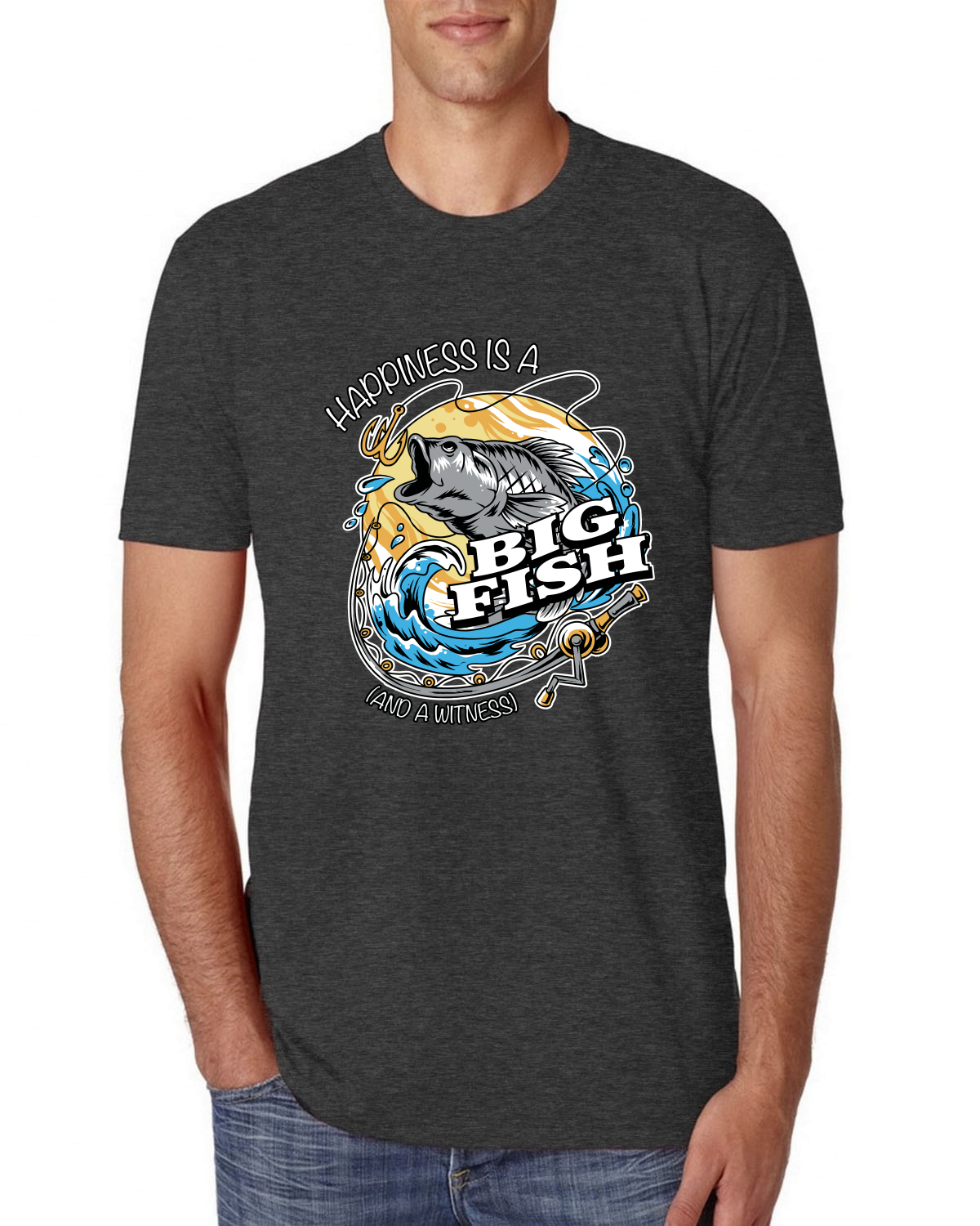 Camiseta premium Happiness is a Big Fish and a Witness divertida para hombre - Imagen 7 de 17
