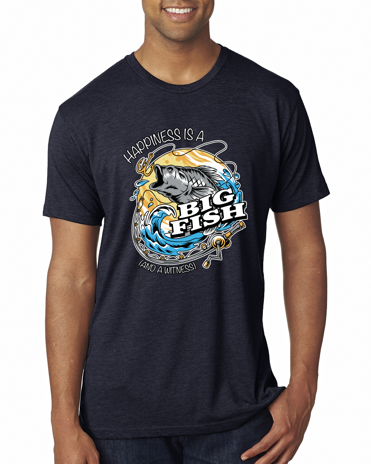 Camiseta premium Happiness is a Big Fish and a Witness divertida para hombre - Imagen 8 de 17