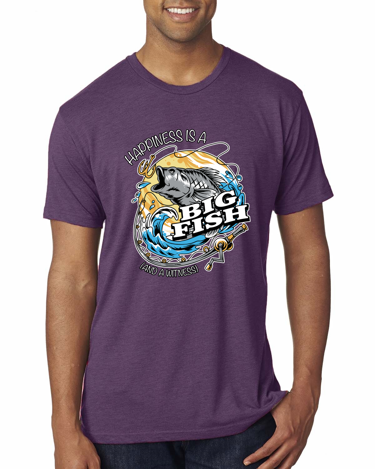 Camiseta premium Happiness is a Big Fish and a Witness divertida para hombre - Imagen 9 de 17
