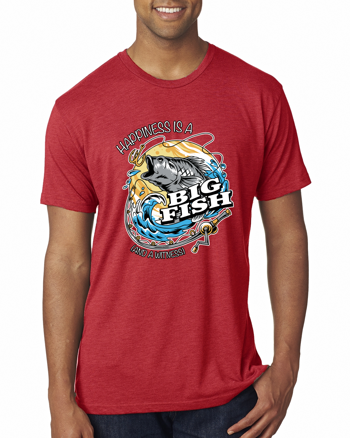 Camiseta premium Happiness is a Big Fish and a Witness divertida para hombre - Imagen 10 de 17