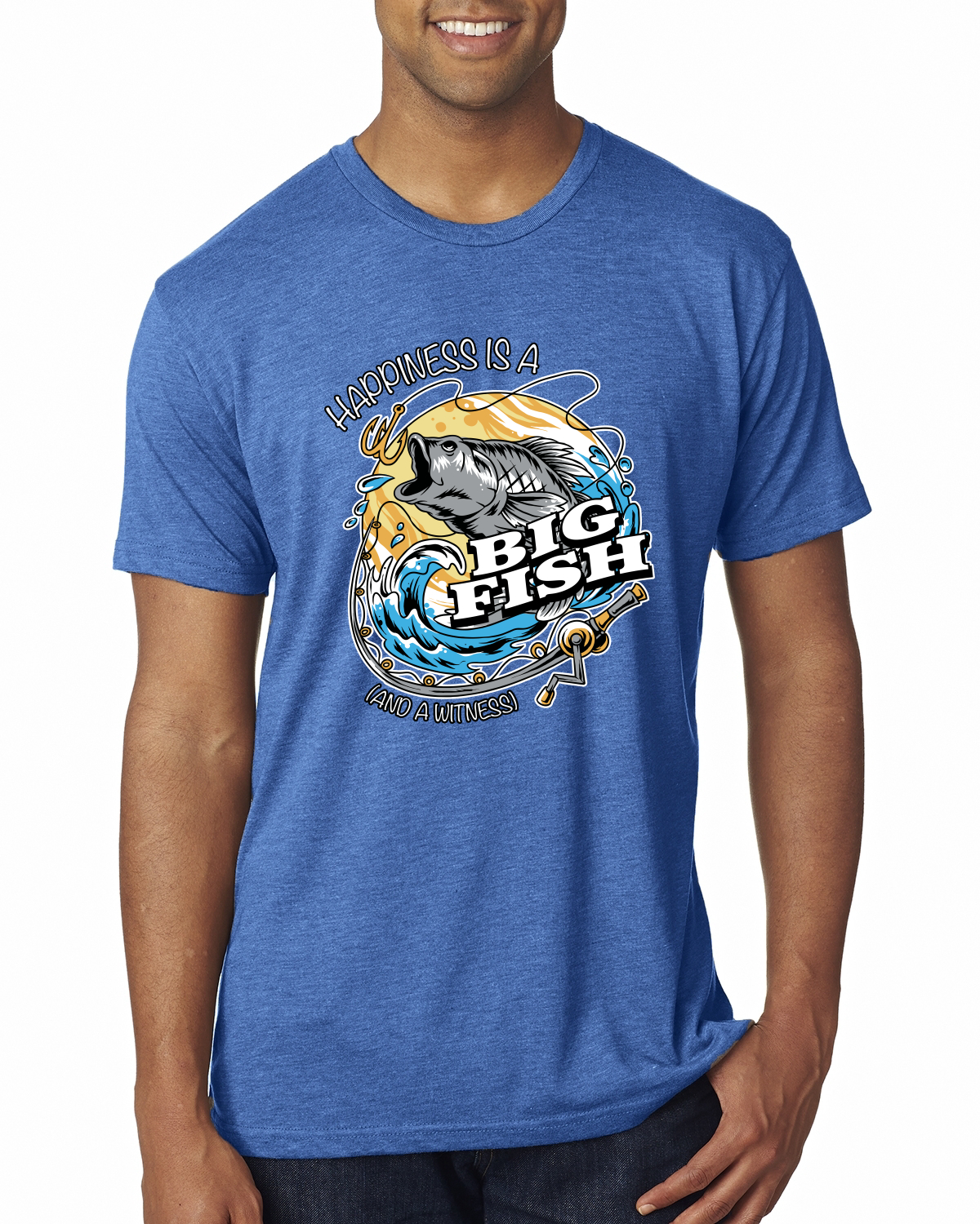 Camiseta premium Happiness is a Big Fish and a Witness divertida para hombre - Imagen 11 de 17