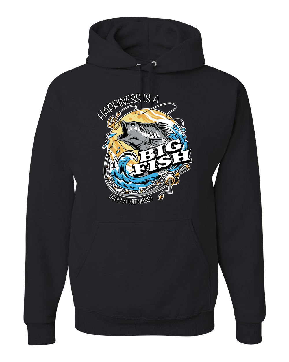 Sudadera con capucha divertida Happiness is a Big Fish and a Witness - Imagen 3 de 28