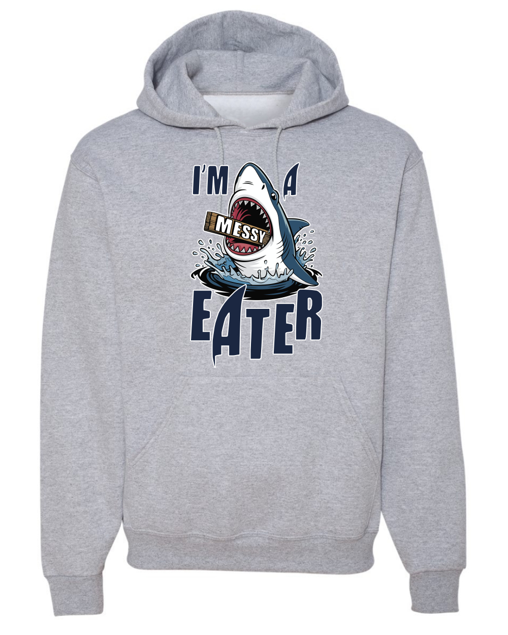 Sudadera con Capucha Divertida I’m a Messy Eater Tiburón Dibujos Animados Comida del Océano - Imagen 8 de 28