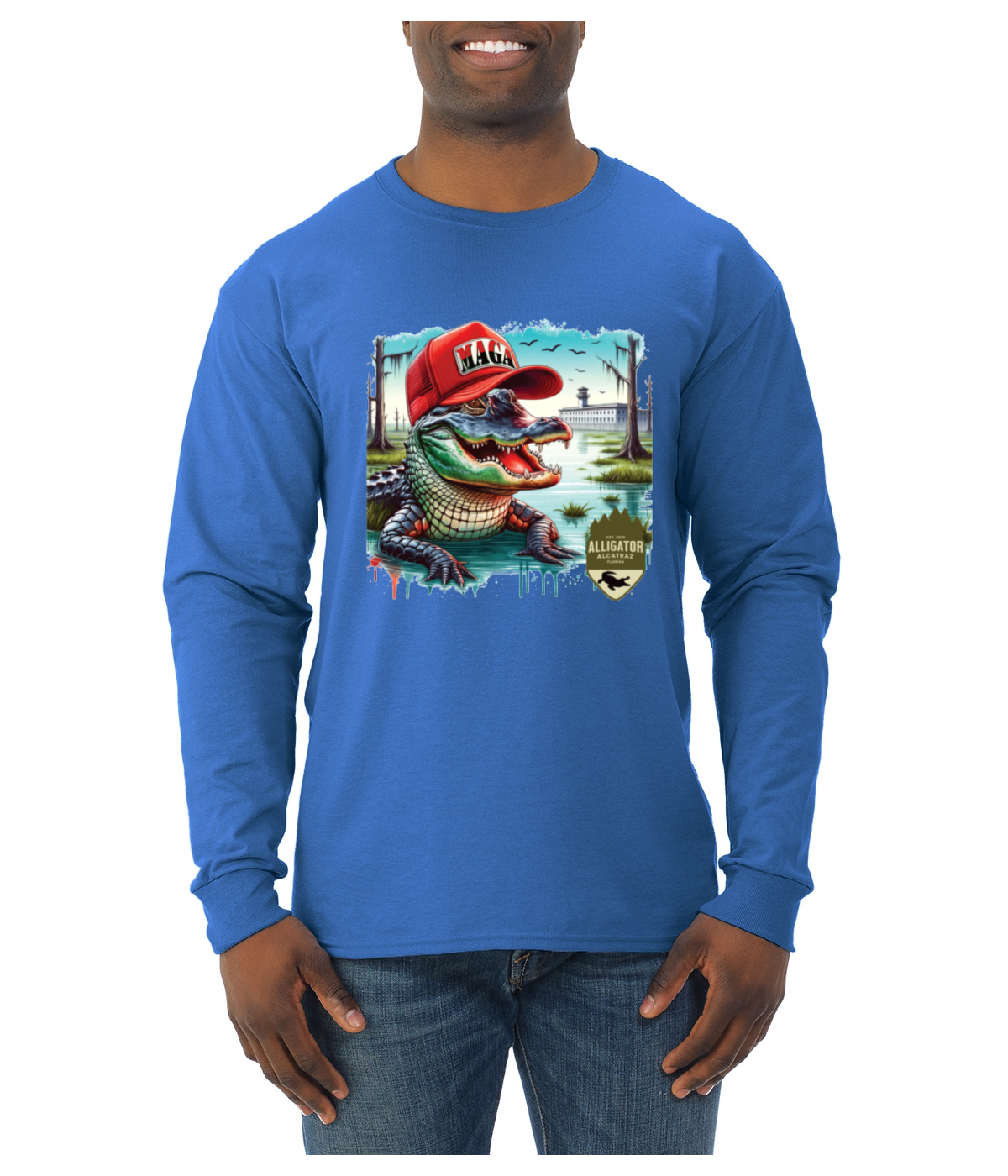 Camisa de manga larga Alligator Alcatraz Everglades divertida inmigración estadounidense para hombre - Imagen 13 de 17