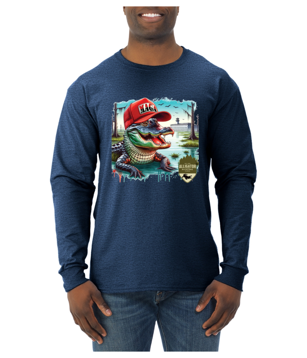 Camisa de manga larga Alligator Alcatraz Everglades divertida inmigración estadounidense para hombre - Imagen 14 de 17