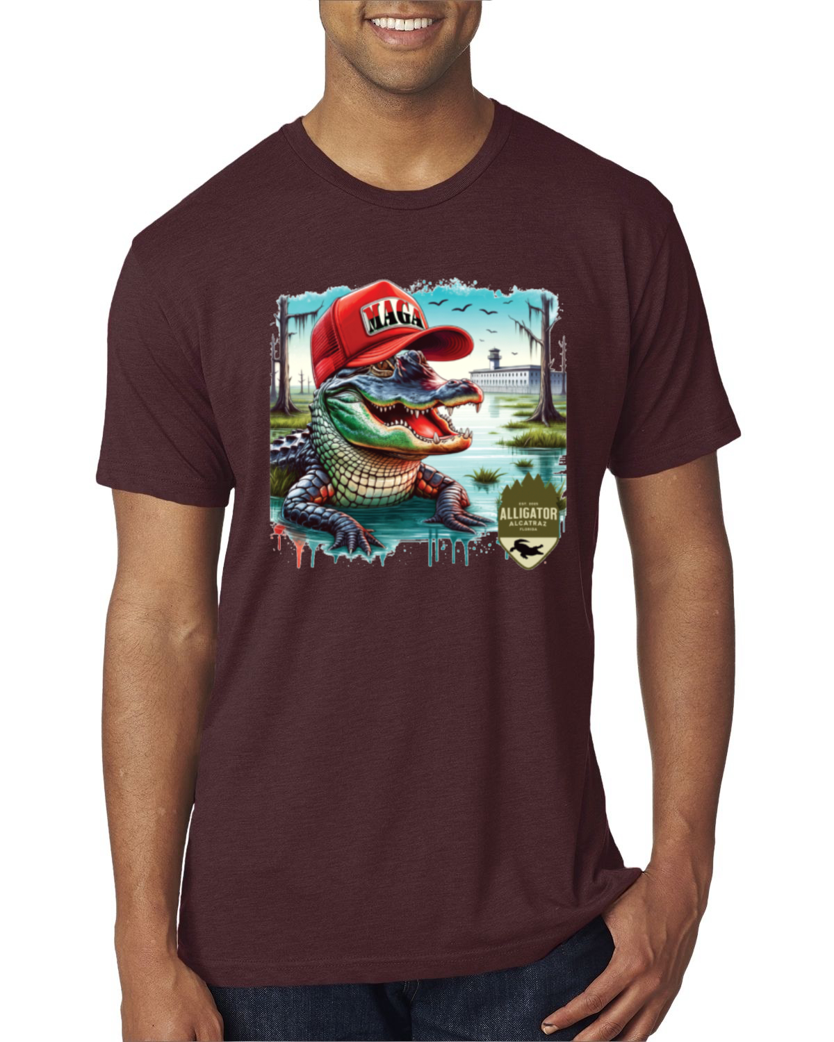 Camiseta premium Alligator Alcatraz Everglades divertida inmigración estadounidense para hombre - Imagen 13 de 17