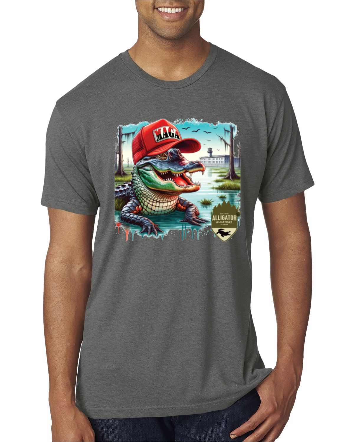 Camiseta premium Alligator Alcatraz Everglades divertida inmigración estadounidense para hombre - Imagen 15 de 17