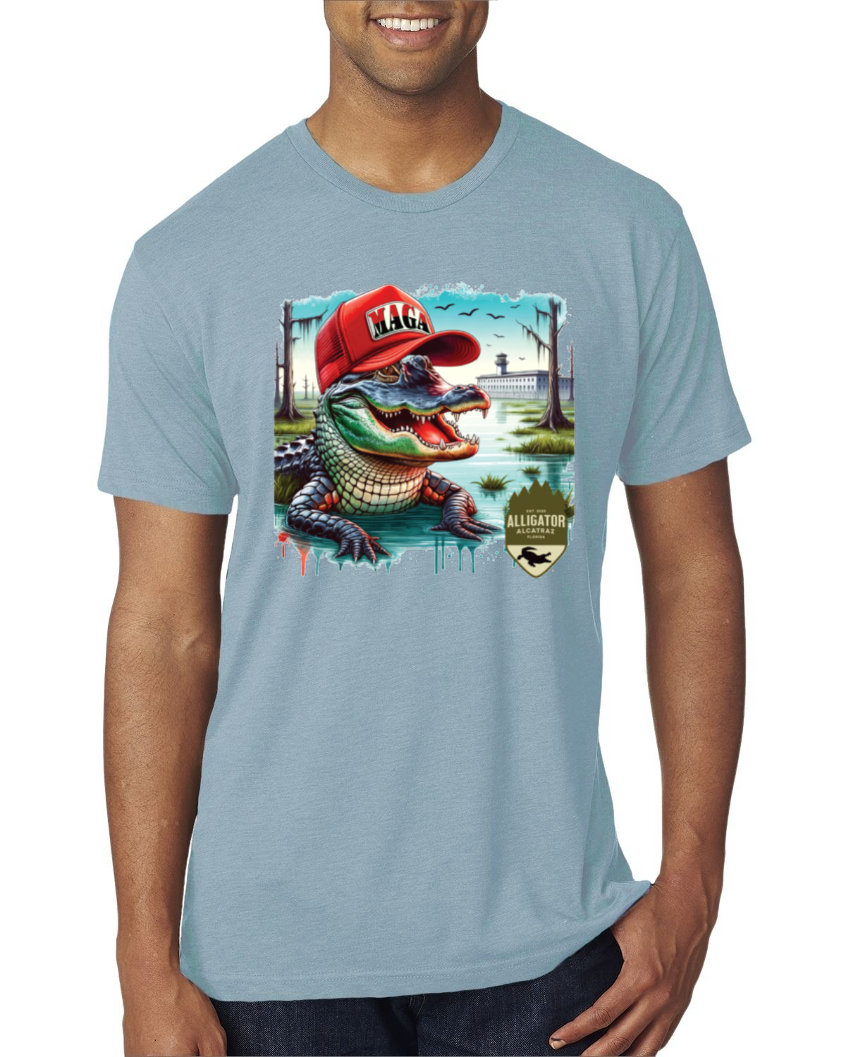 Camiseta premium Alligator Alcatraz Everglades divertida inmigración estadounidense para hombre - Imagen 16 de 17