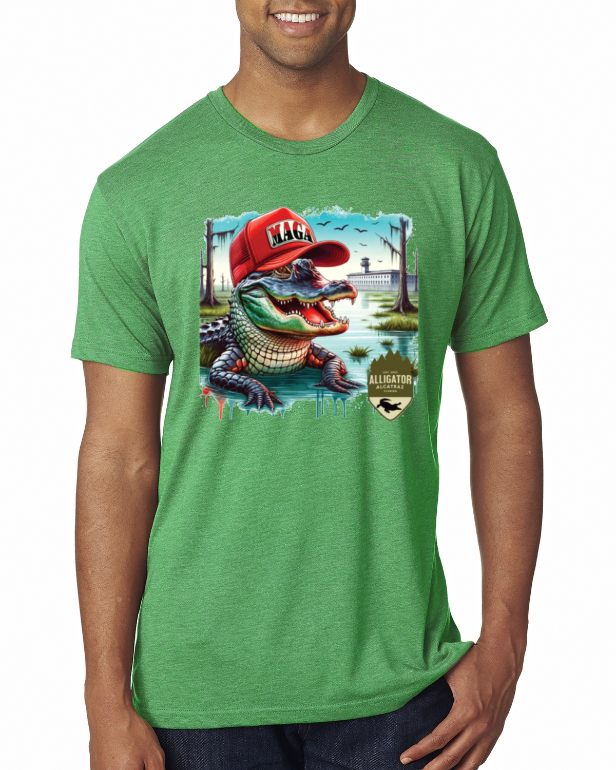 Camiseta premium Alligator Alcatraz Everglades divertida inmigración estadounidense para hombre - Imagen 4 de 17