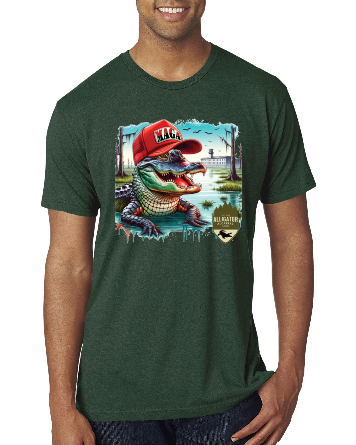 Camiseta premium Alligator Alcatraz Everglades divertida inmigración estadounidense para hombre - Imagen 3 de 17
