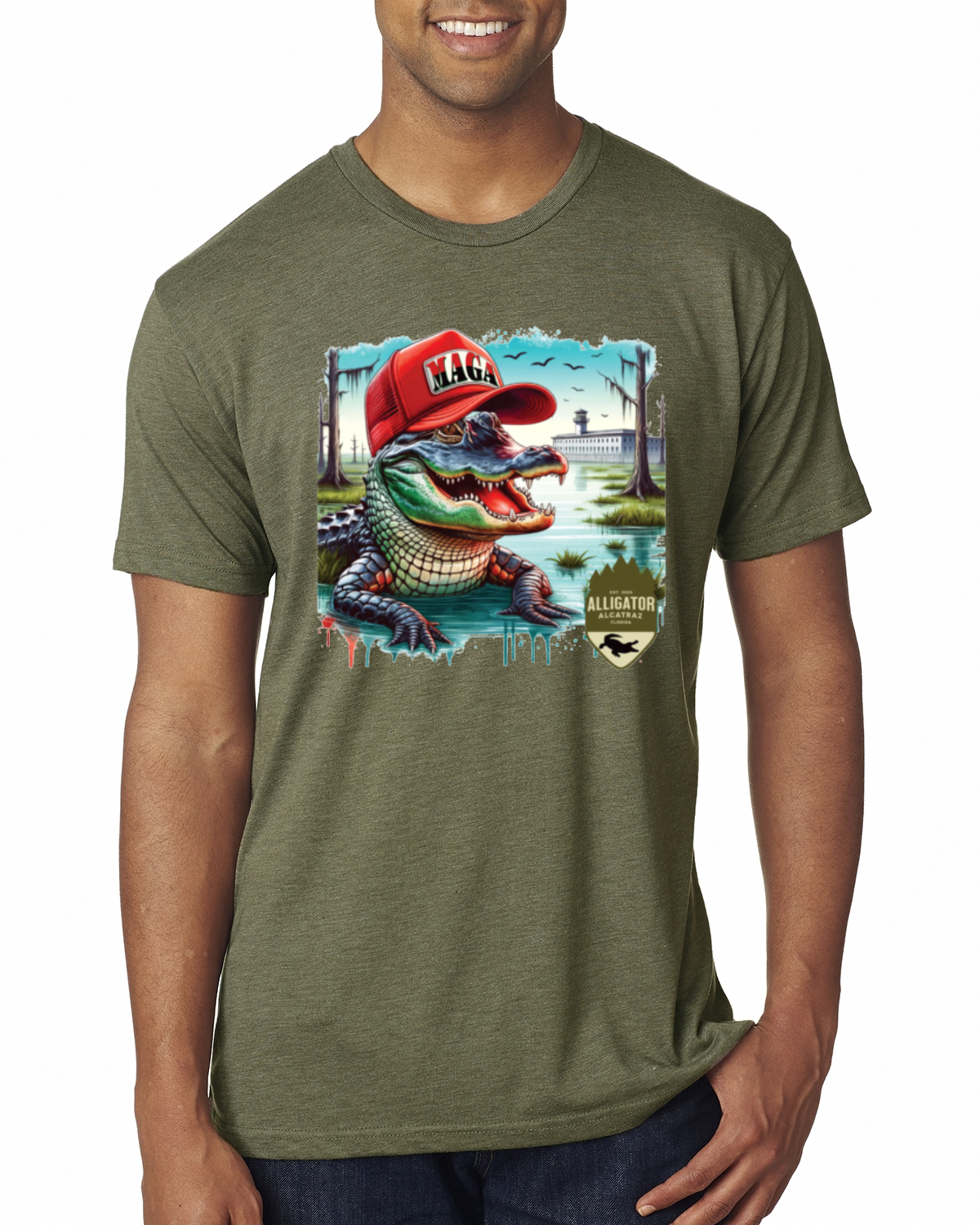 Camiseta premium Alligator Alcatraz Everglades divertida inmigración estadounidense para hombre - Imagen 12 de 17