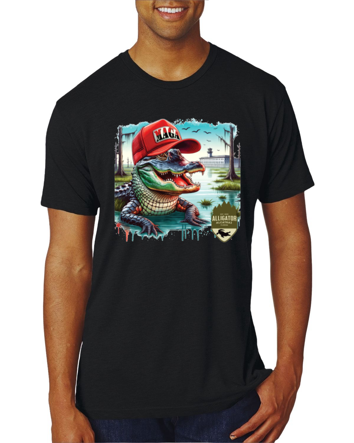 Camiseta premium Alligator Alcatraz Everglades divertida inmigración estadounidense para hombre - Imagen 14 de 17