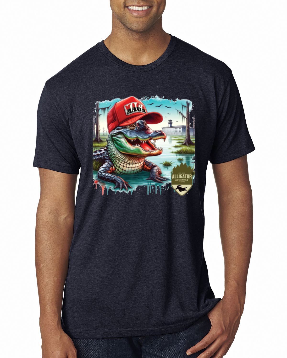 Camiseta premium Alligator Alcatraz Everglades divertida inmigración estadounidense para hombre - Imagen 8 de 17