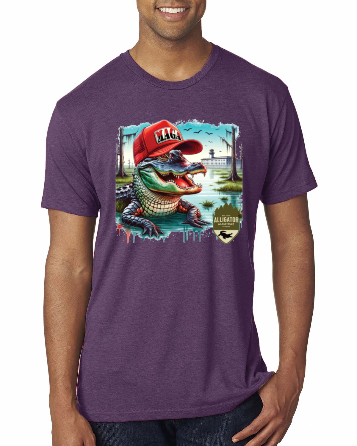 Camiseta premium Alligator Alcatraz Everglades divertida inmigración estadounidense para hombre - Imagen 9 de 17