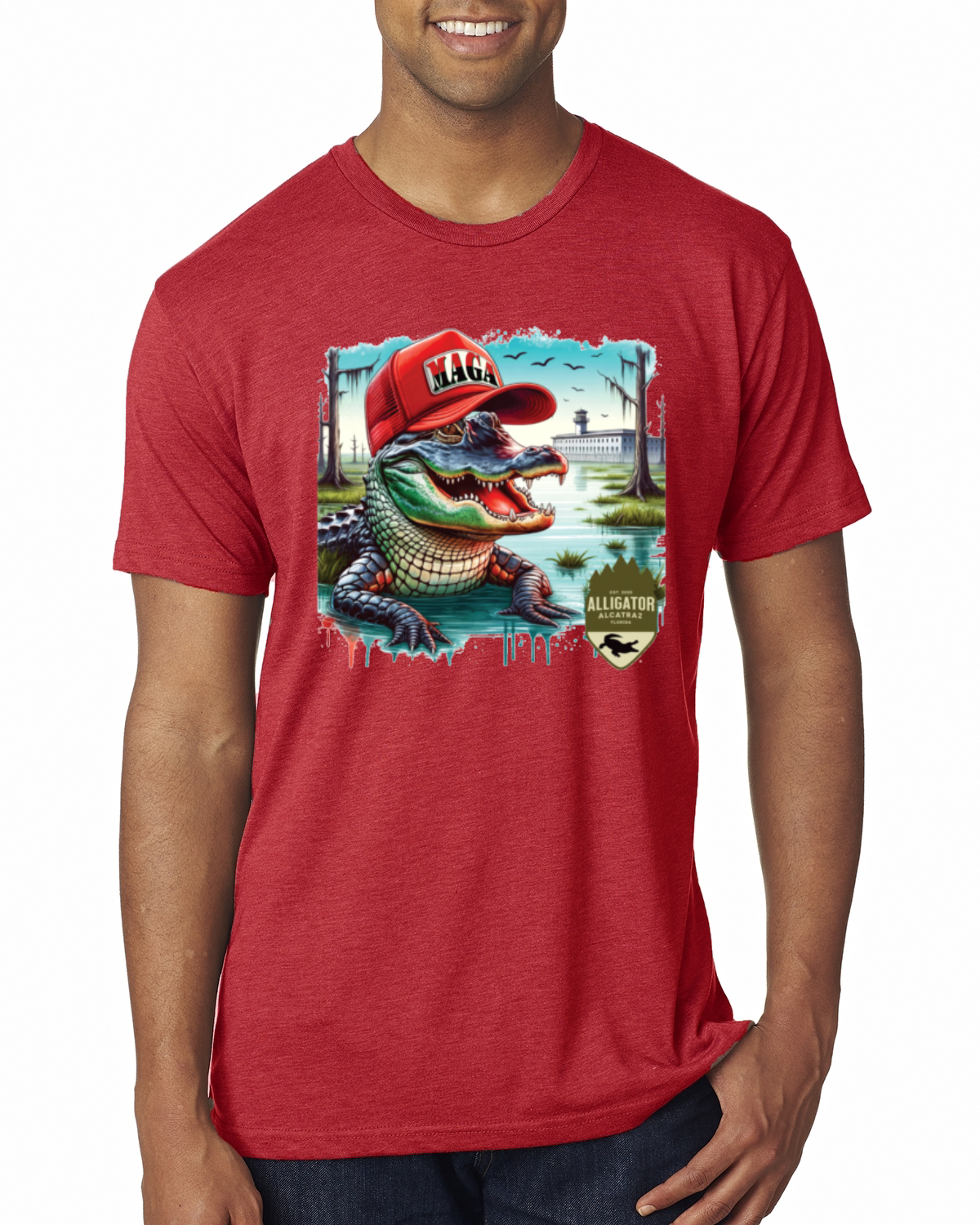 Camiseta premium Alligator Alcatraz Everglades divertida inmigración estadounidense para hombre - Imagen 10 de 17