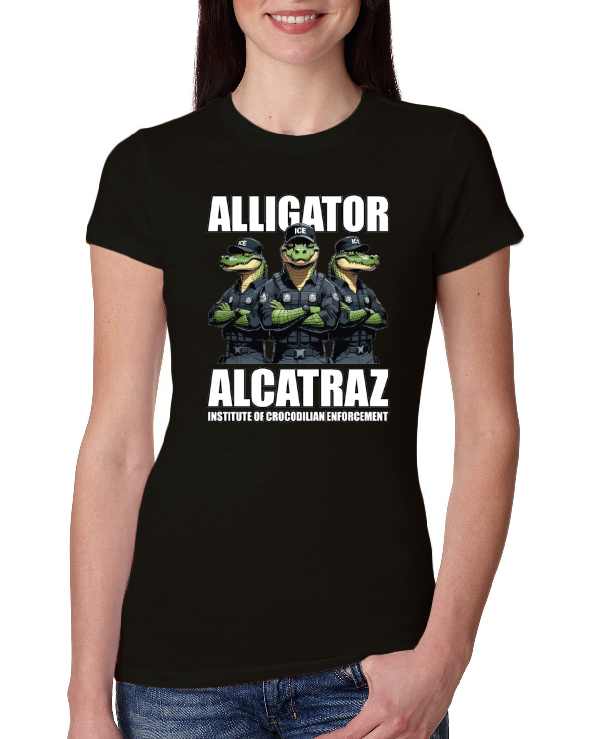 Camiseta ajustada Alligator Alcatraz Institute Of Crocodrilian Enforcement para mujer - Imagen 3 de 15