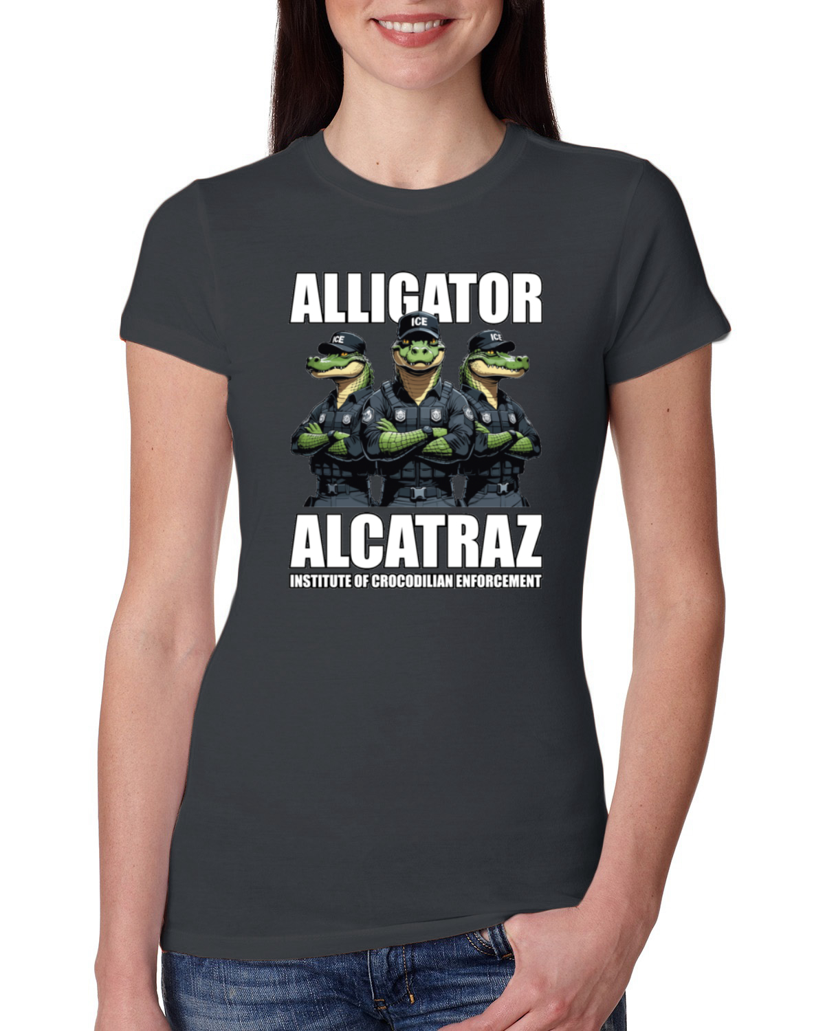Camiseta ajustada Alligator Alcatraz Institute Of Crocodrilian Enforcement para mujer - Imagen 10 de 15