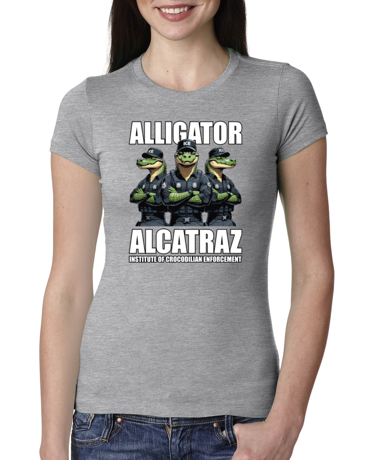 Camiseta ajustada Alligator Alcatraz Institute Of Crocodrilian Enforcement para mujer - Imagen 4 de 15