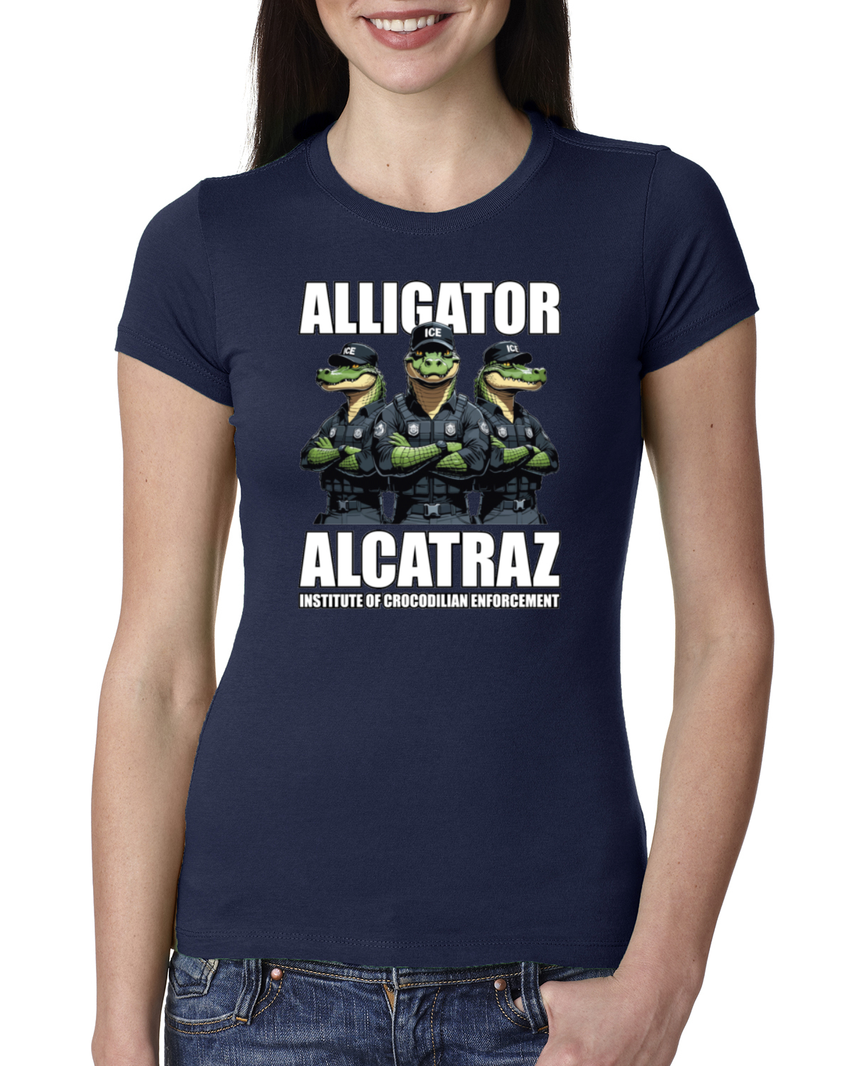 Camiseta ajustada Alligator Alcatraz Institute Of Crocodrilian Enforcement para mujer - Imagen 6 de 15
