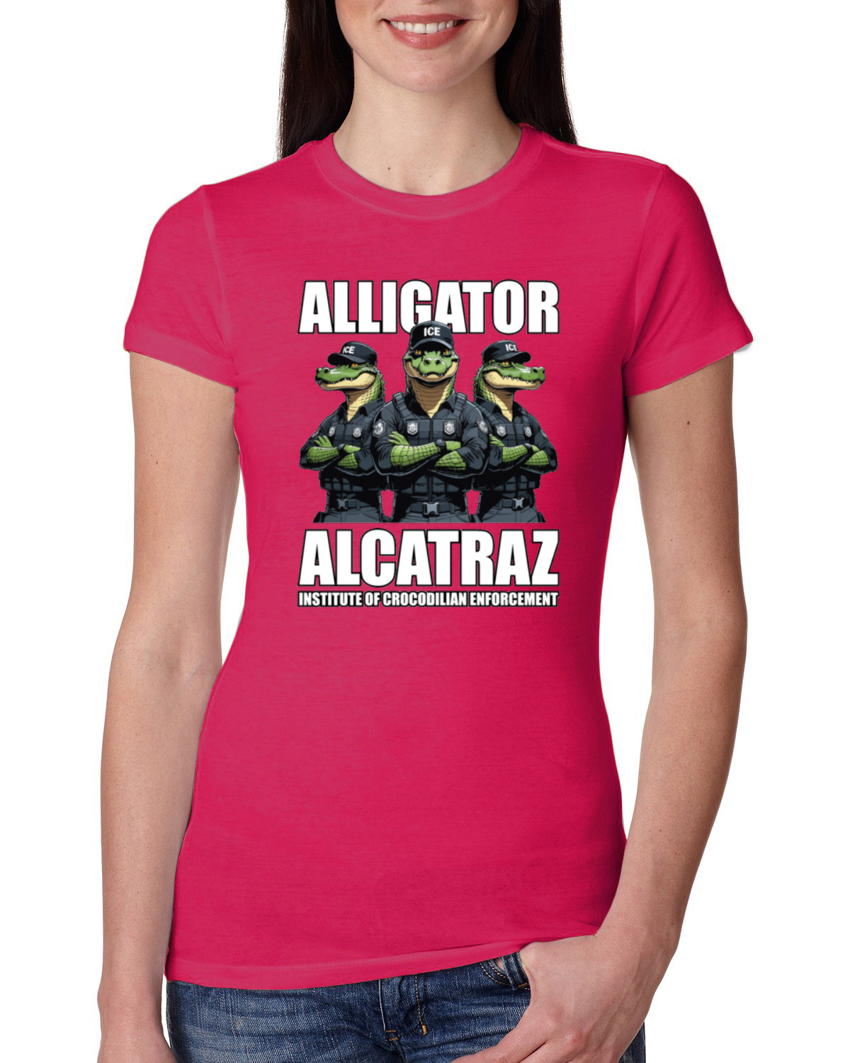 Camiseta ajustada Alligator Alcatraz Institute Of Crocodrilian Enforcement para mujer - Imagen 14 de 15