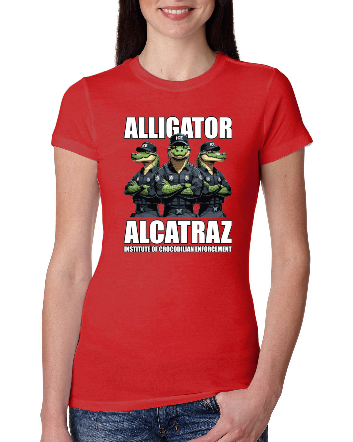 Camiseta ajustada Alligator Alcatraz Institute Of Crocodrilian Enforcement para mujer - Imagen 7 de 15