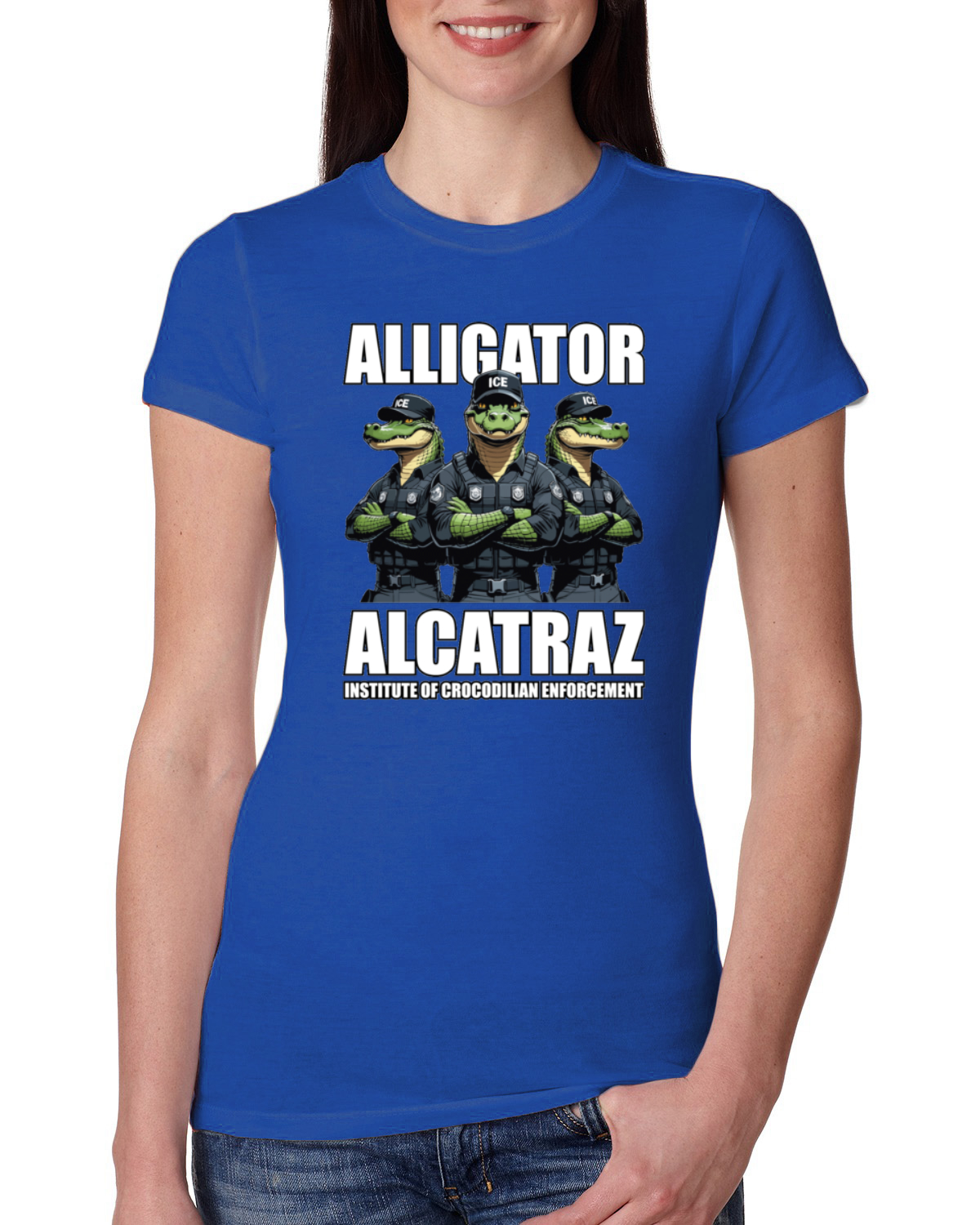 Camiseta ajustada Alligator Alcatraz Institute Of Crocodrilian Enforcement para mujer - Imagen 8 de 15