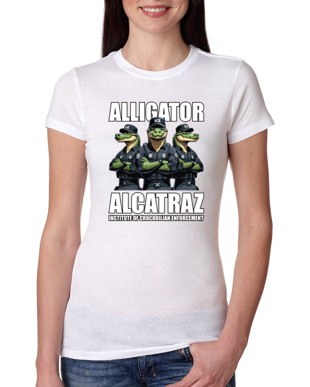 Camiseta ajustada Alligator Alcatraz Institute Of Crocodrilian Enforcement para mujer - Imagen 9 de 15