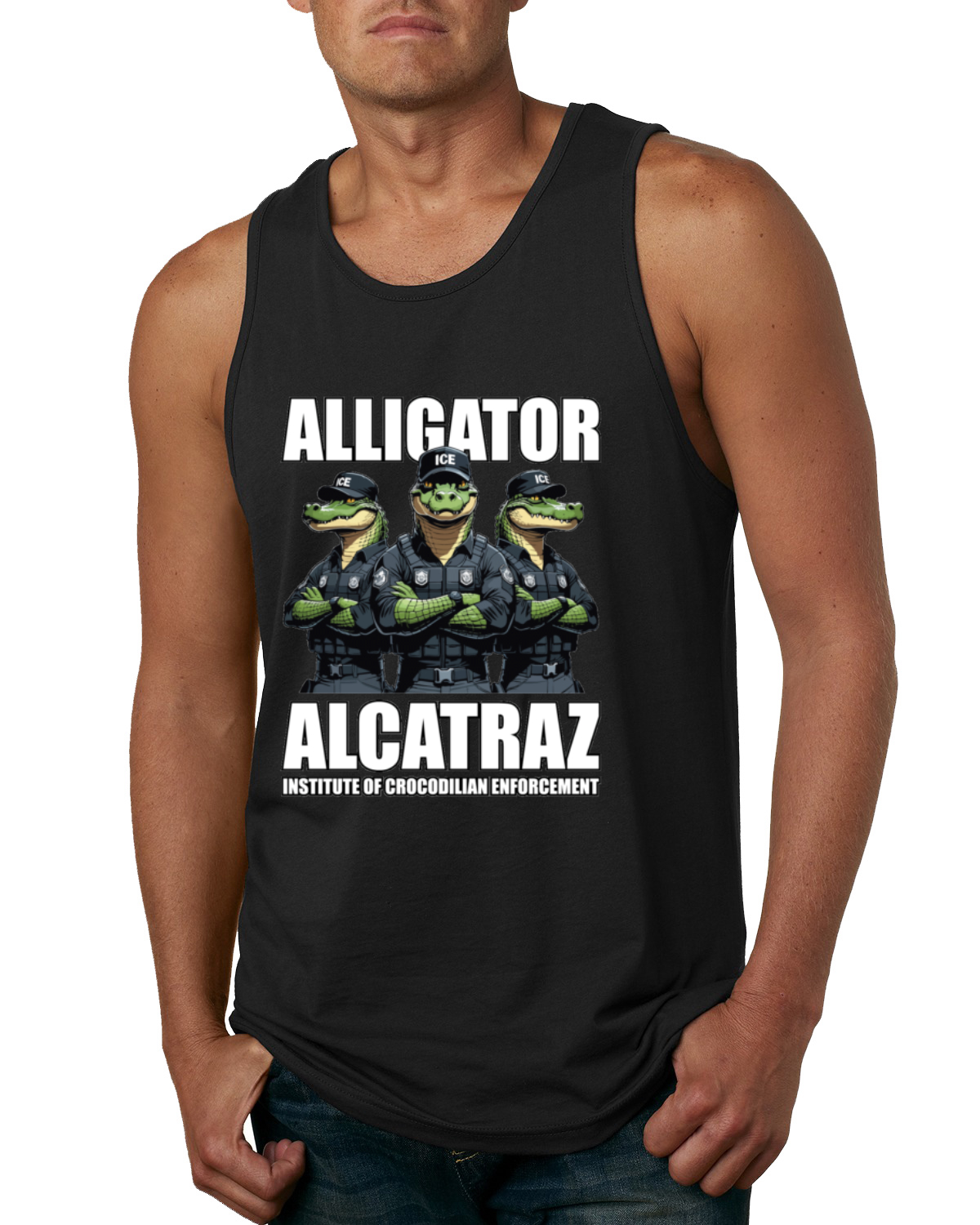 Camiseta sin mangas Alligator Alcatraz Florida Institute of Crocodrilian Enforcement para hombre - Imagen 3 de 9